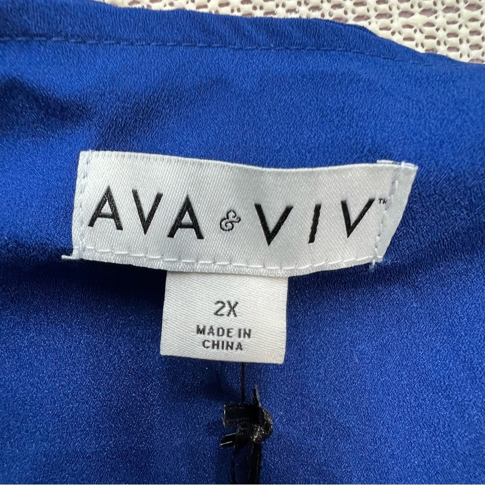 Ava & Viv Women’s Boho Tiered Maxi Dress - Size 2X Checked Coastal Beachy Chic - Picture 6 of 10